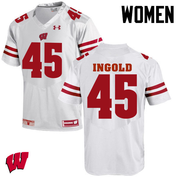 Wisconsin Badgers Women's #45 Alec Ingold NCAA Under Armour Authentic White College Stitched Football Jersey VU40Y01WG